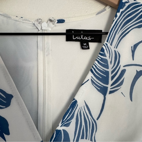 Lulus Bliss Seeker Blue and White Floral Print Ruffled Midi Dress NWT Medium - Picture 6 of 16